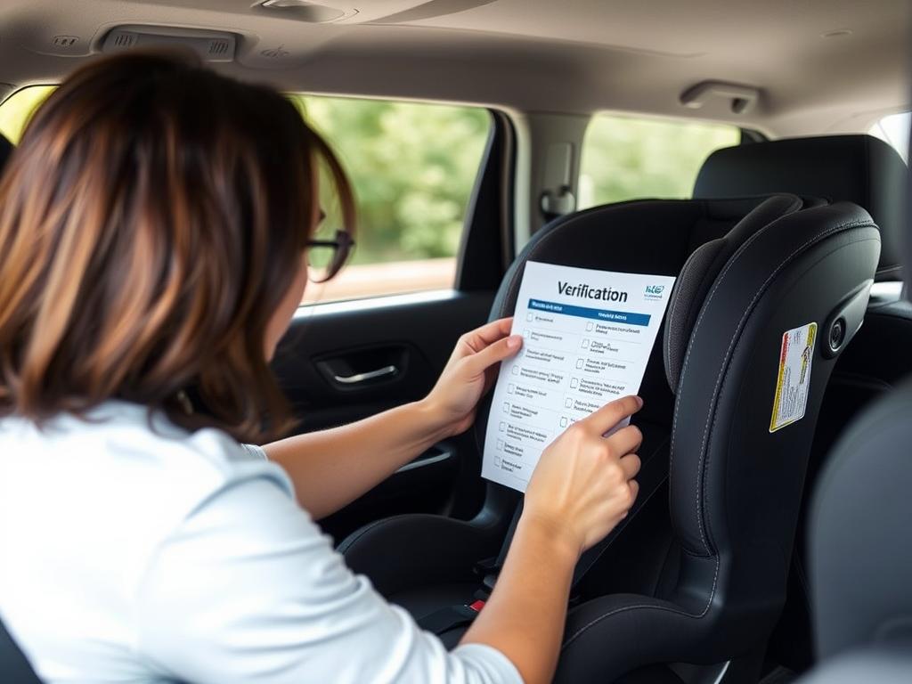 Parent using car seat installation safety checklist
