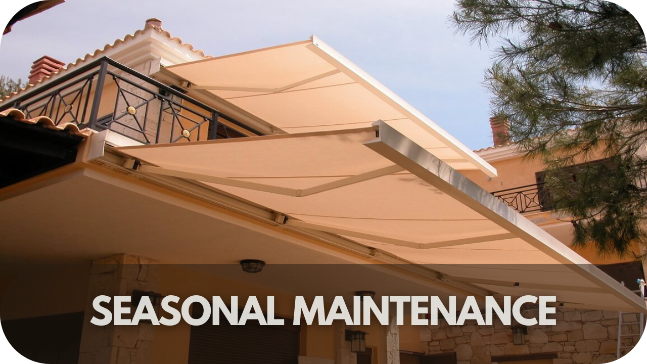 Seasonal maintenance of window awnings to protect against weather damage and wear