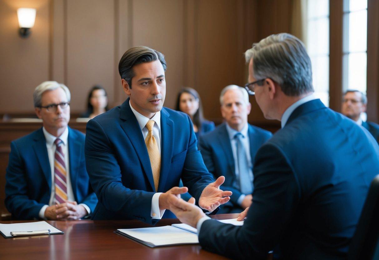 A group of men in suits sitting at a table

Description automatically generated