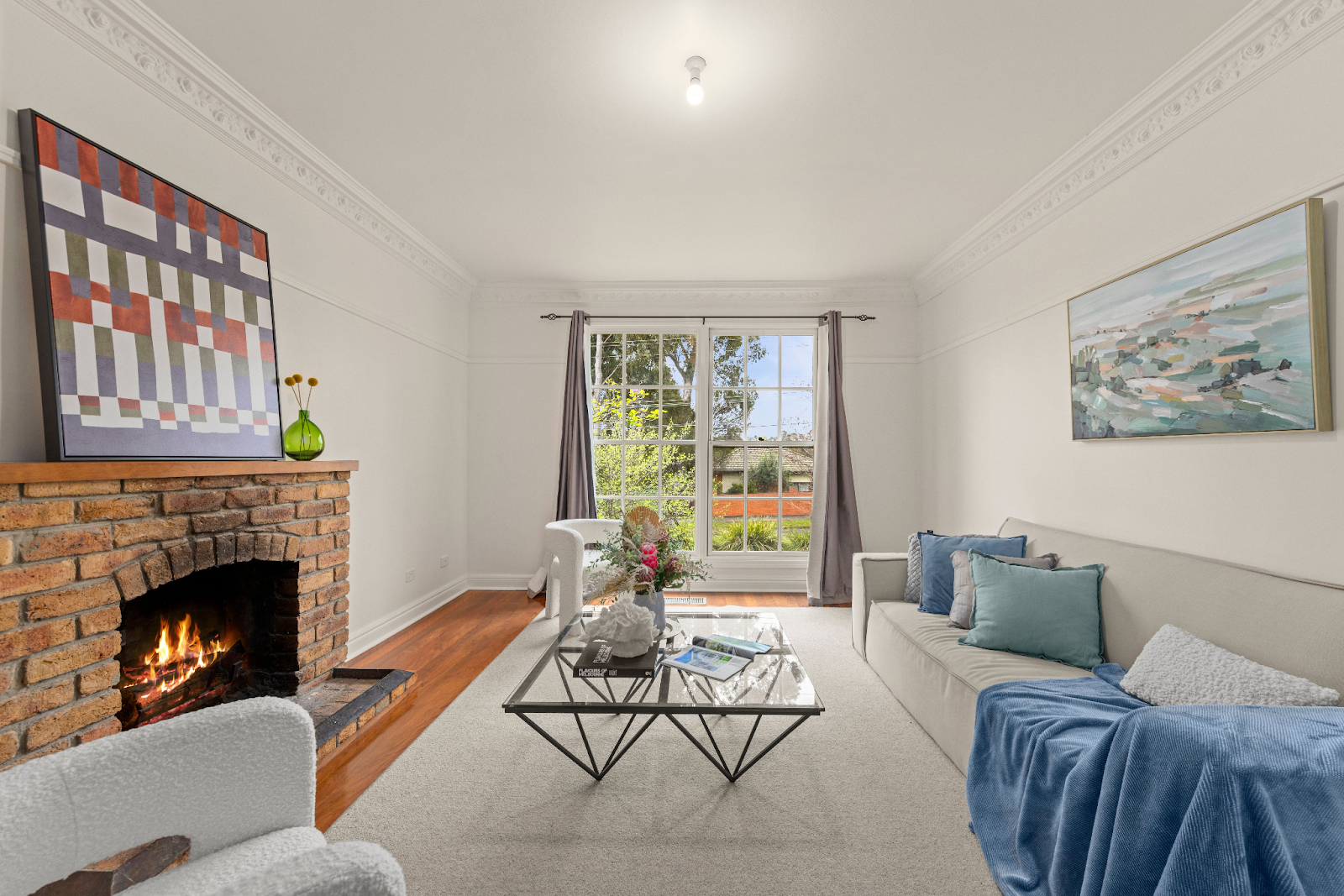 Virtual Fireplace Staging