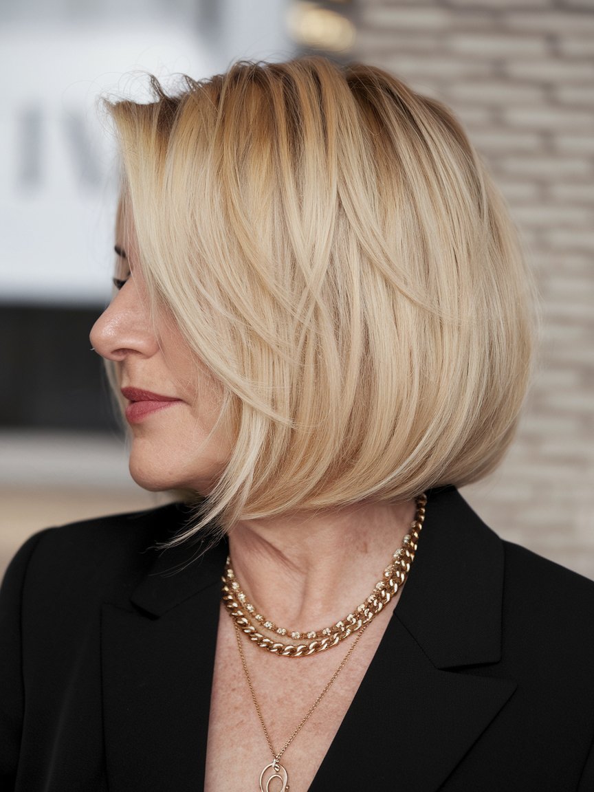 38. Blonde Bob with Flipped Layers