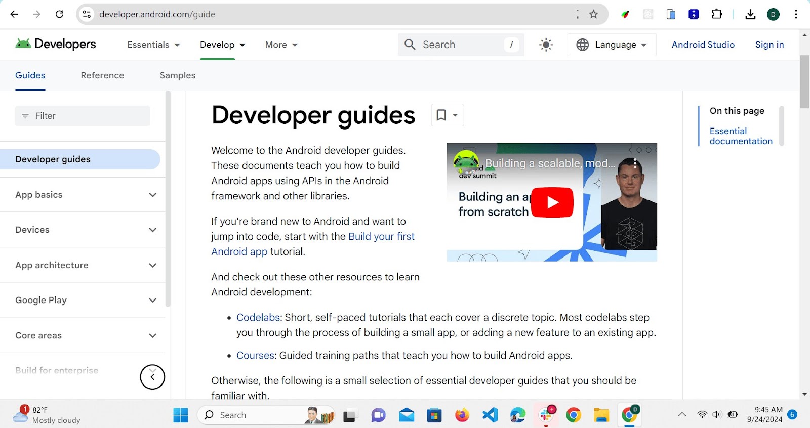 An image showing the Android Developer guides