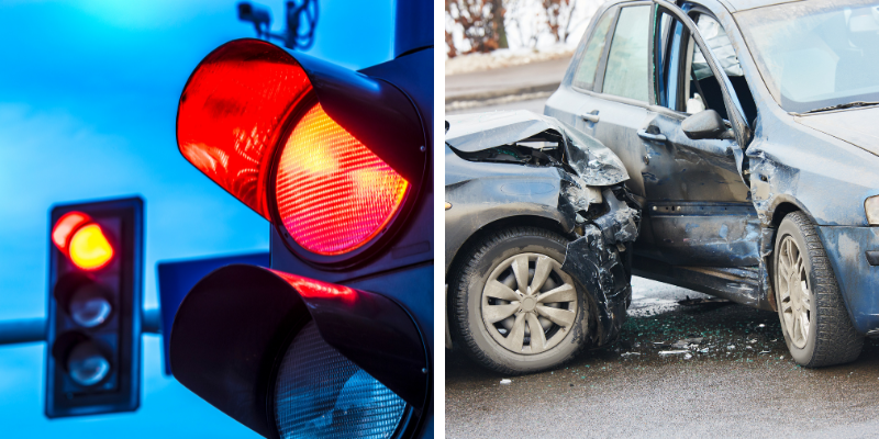 Picture showing vehicle damage after the other driver ignored traffic signs.