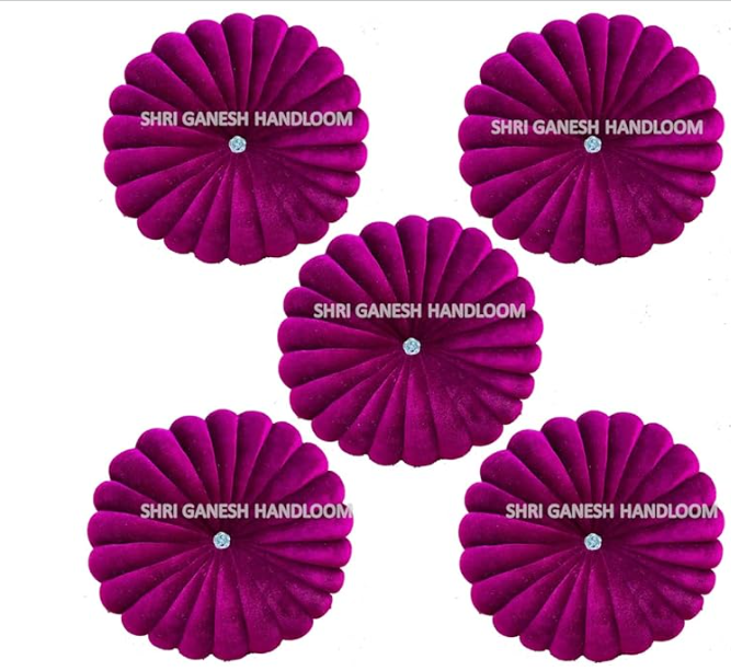 SHRI GANESH HANDLOOM Designers Flower Microfiber Round Filled Cushion