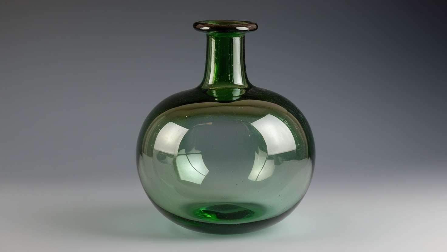 Antique 17th c Bulbous Green Glass Bottle