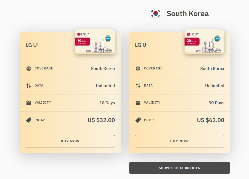 Airalo South Korea eSIM Plans