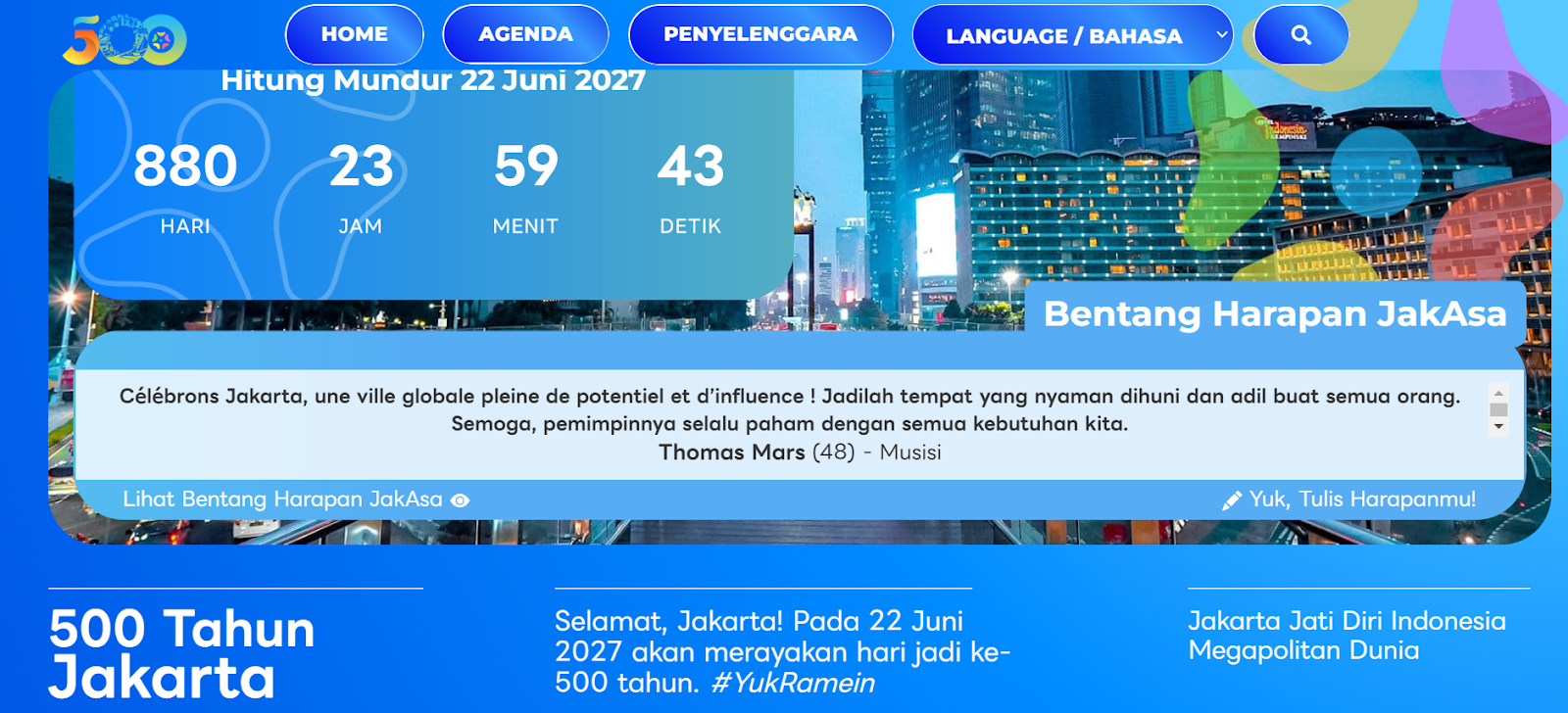 Website jakarta500.id: Perjalanan Menuju Lima Abad Jakarta