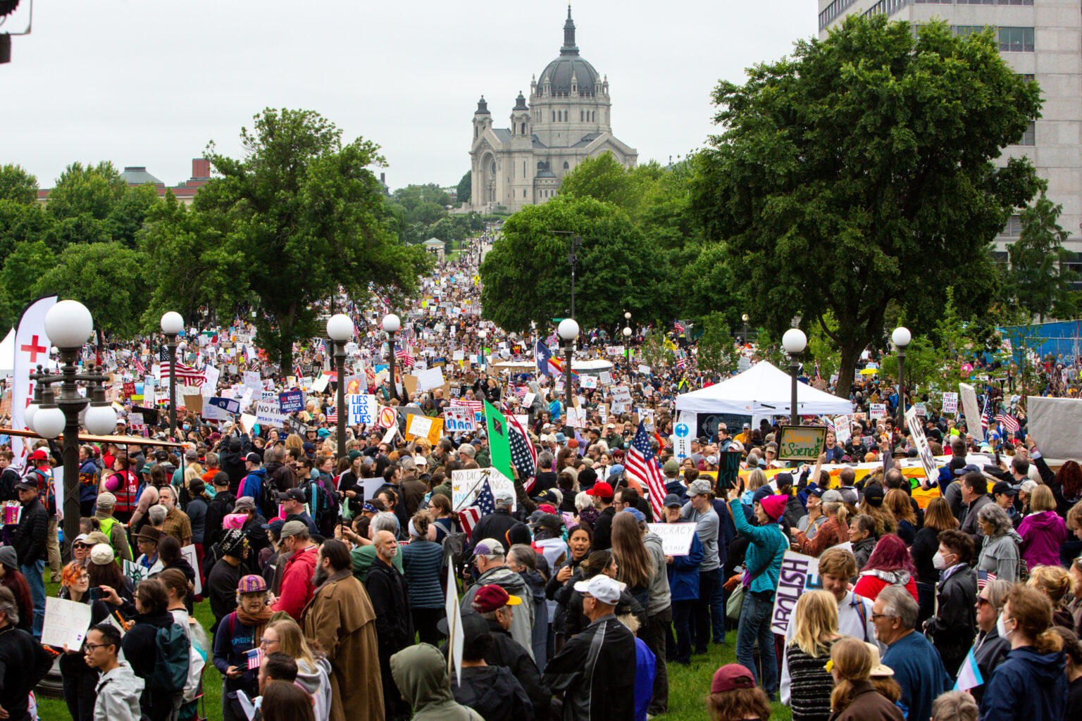 Large crowd in St. Paul MN for No Kings Protests, June 2025