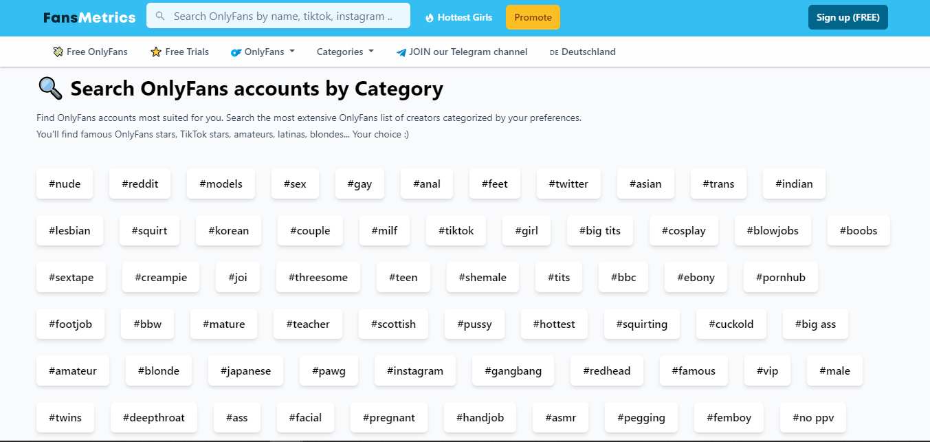 FansMetrics Categories