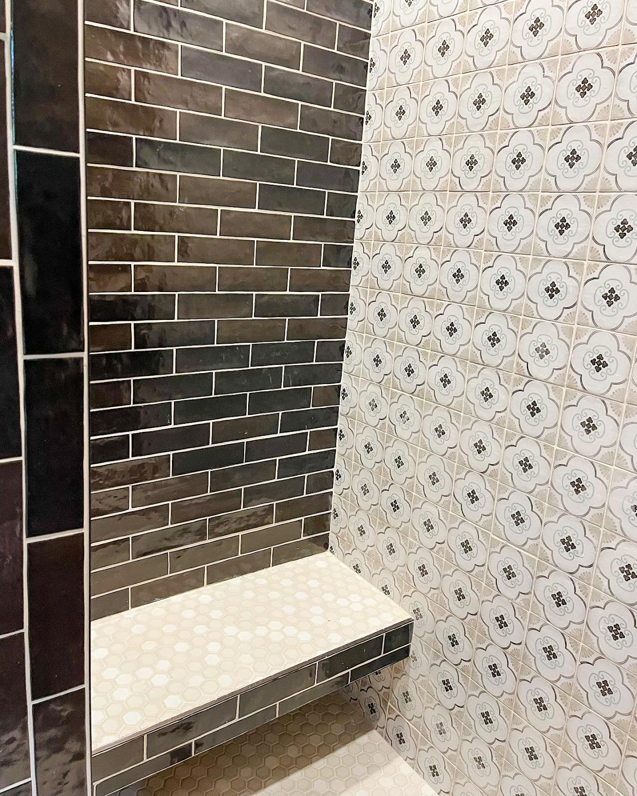 Tile work in bathroom