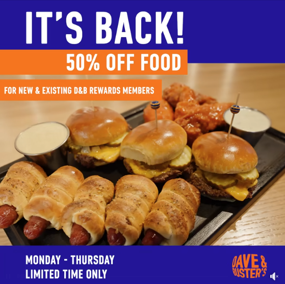 Dave & Buster's 50% offer on July 4th