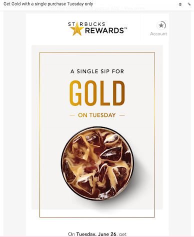 Starbucks email marketing example