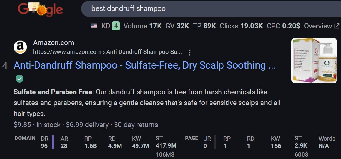 Parasite SEO Amazon example