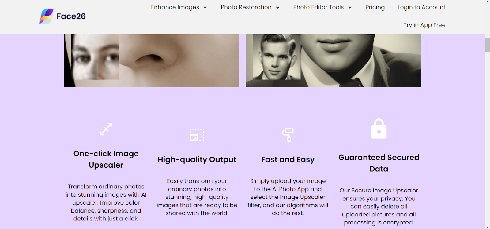 image upscale feature face26 tool 