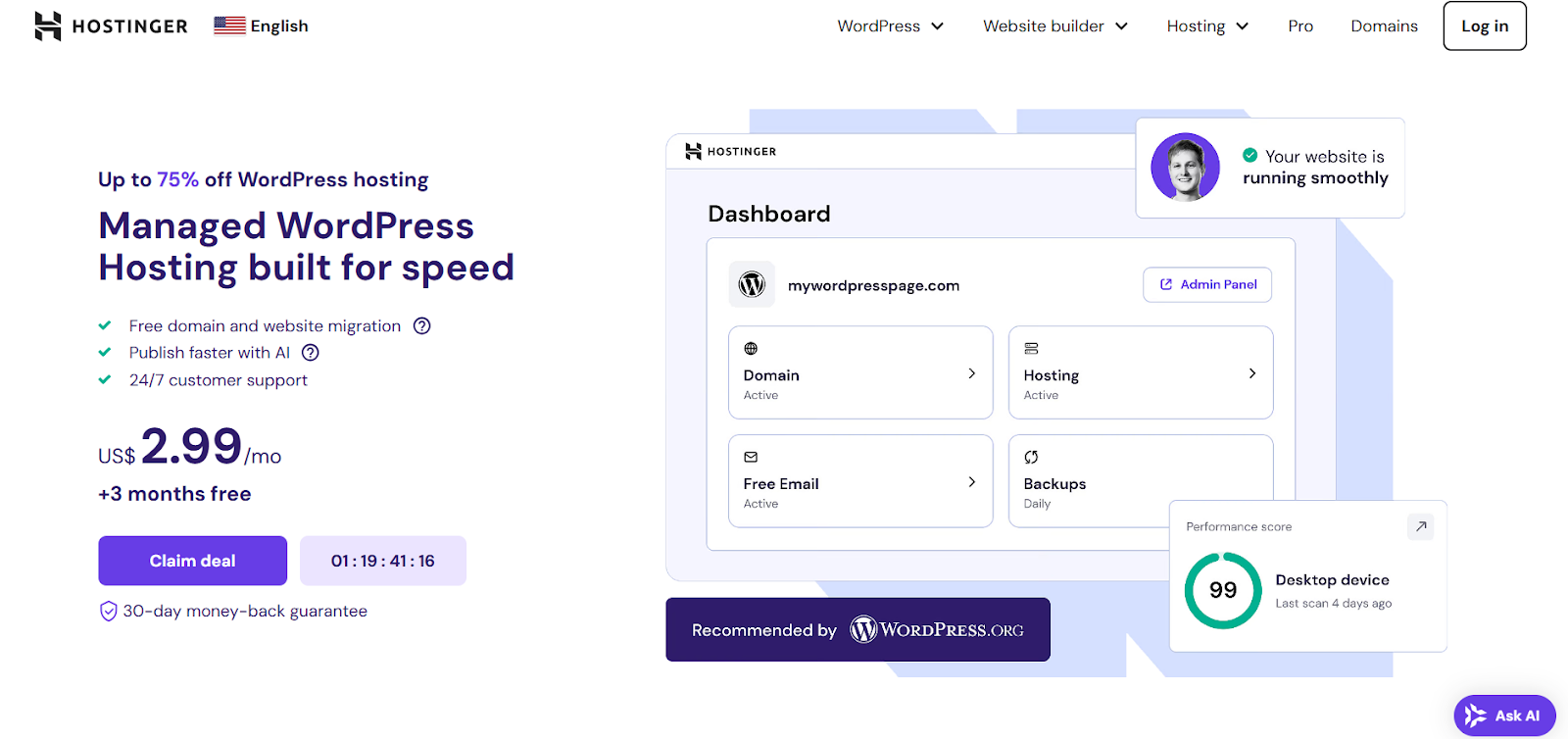 Hostinger manages hosting provider