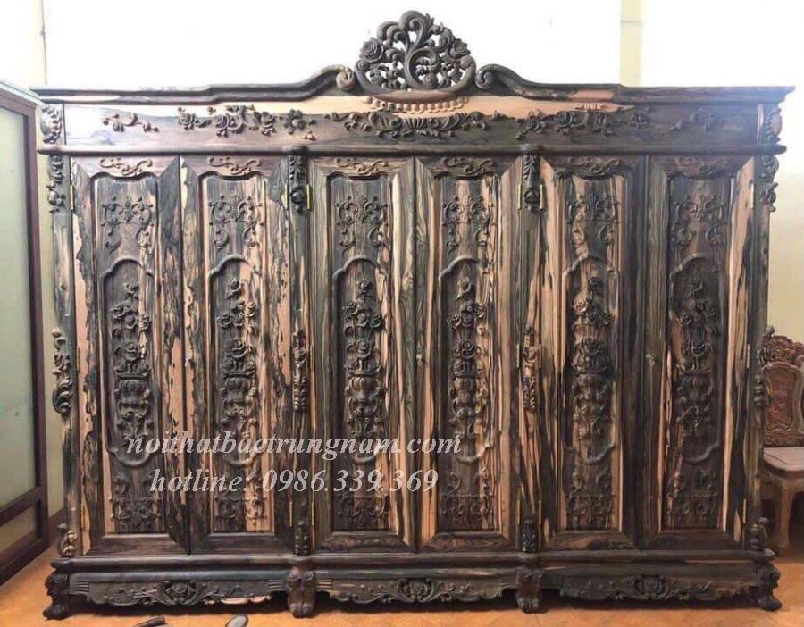 Tủ quần áo gỗ mun sọc quý hiếm đẳng cấp hoàng gia TA17