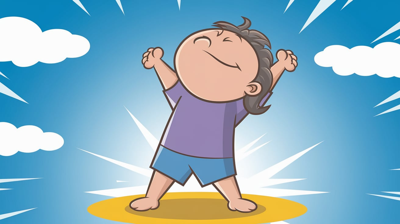 Doing Exercise Cartoon Upward Stretching Kid Exercise Clipart