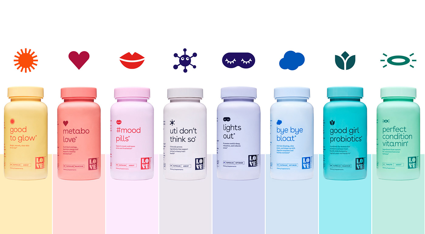 branding  Health Love Wellness logo identity Packaging vitamins natural colorful