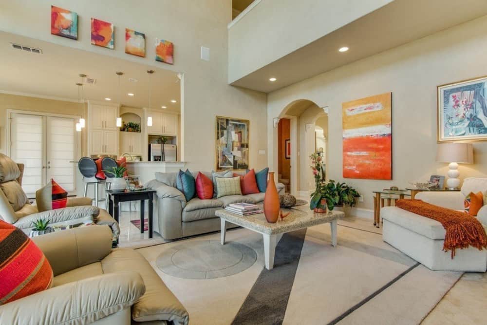 The family room opens into the kitchen and breakfast area.