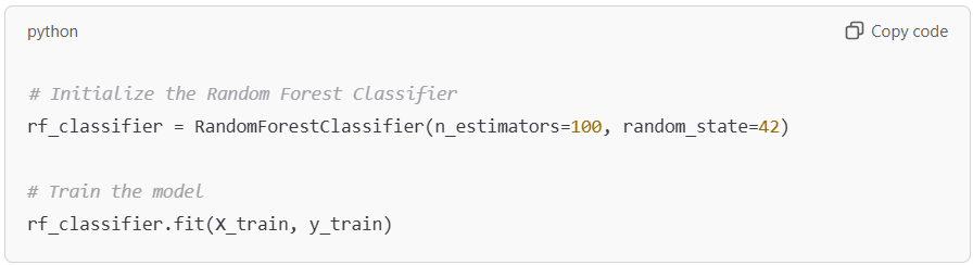 Training Random Forest model on the data.