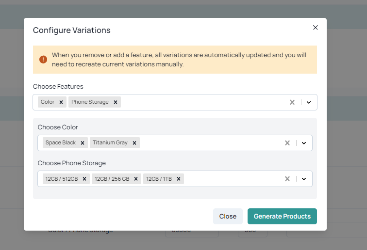 how to add product variation shoppable business