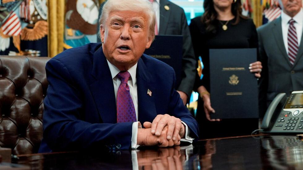 U.S. President Donald Trump sits inside the Oval Office of the White House, in Washington, D.C., U.S., May 9, 2025.
