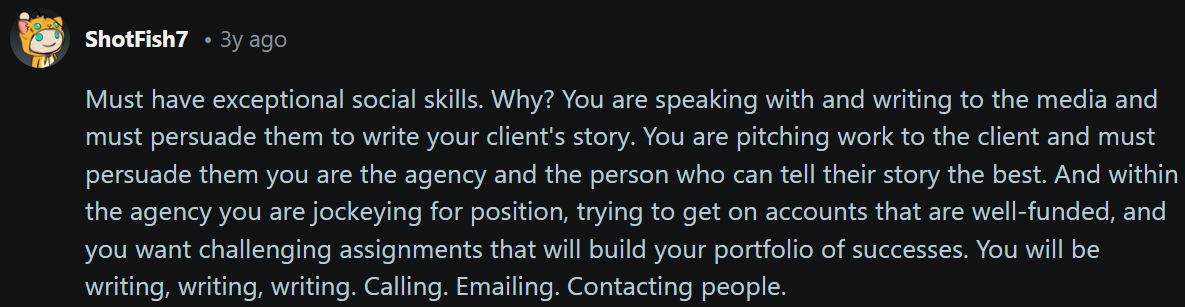 Performance PR social skills Reddit