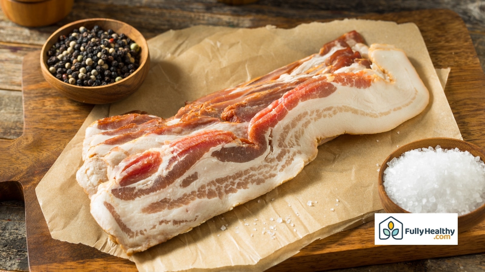 Raw and uncured salty bacon
