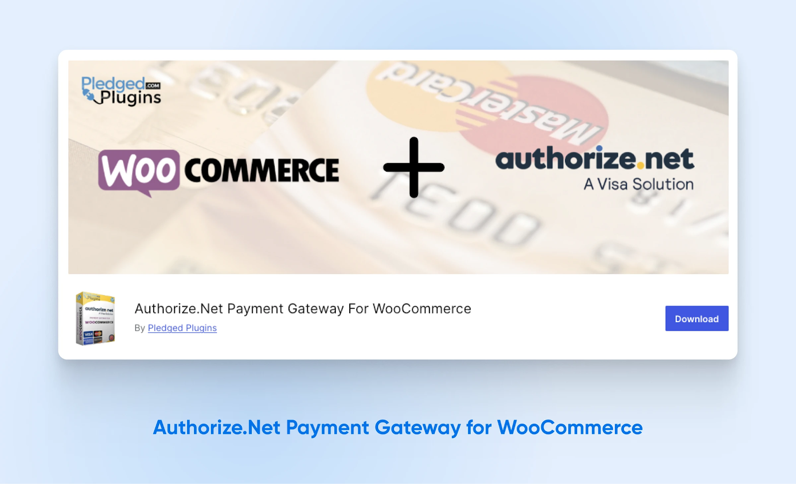 La página de descarga de la pasarela de pago Authorize.net para WooCommerce