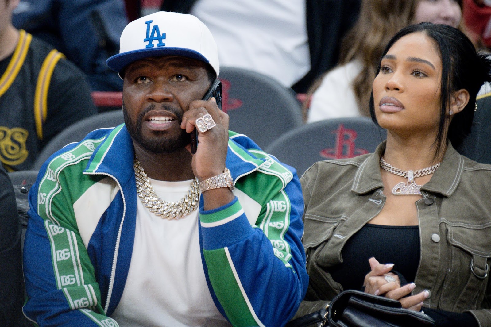 50 Cent and Jamira Haines attend a basketball game on March 15, 2023, in Houston, Texas. | Source: Getty Images