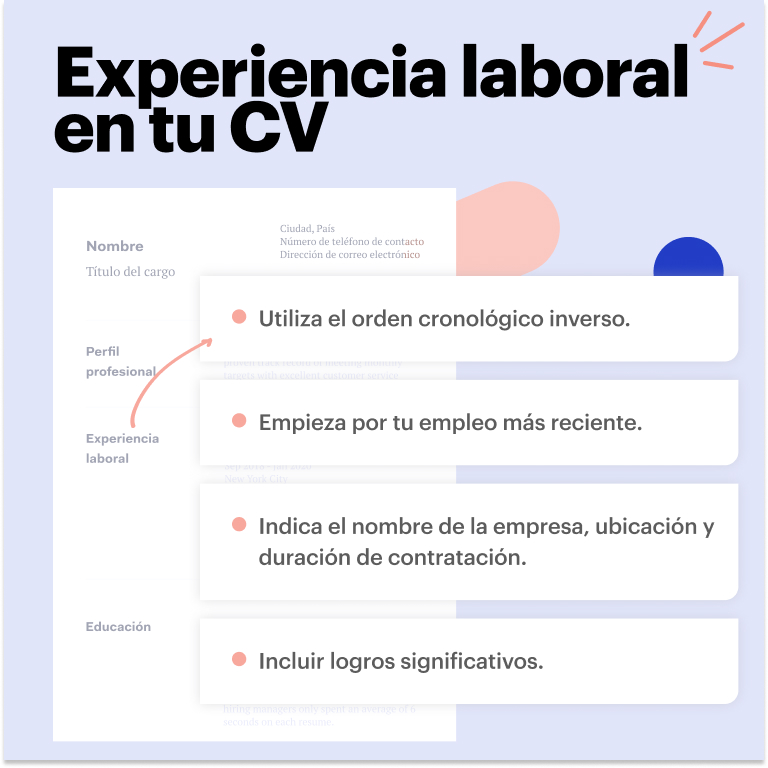 Experiencia laboral en tu CV