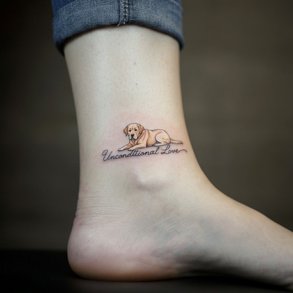 Labrador with a Quote Tattoo