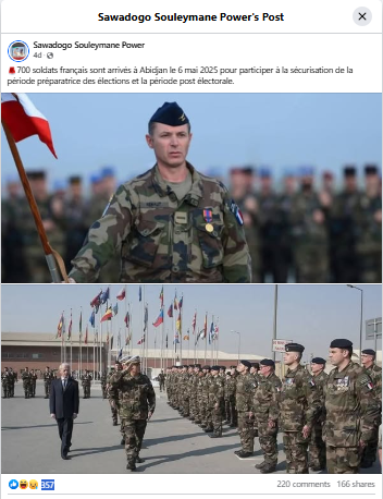 700 soldats français auraient-ils été déployés à Abidjan en mai 2025 pour sécuriser les élections ?