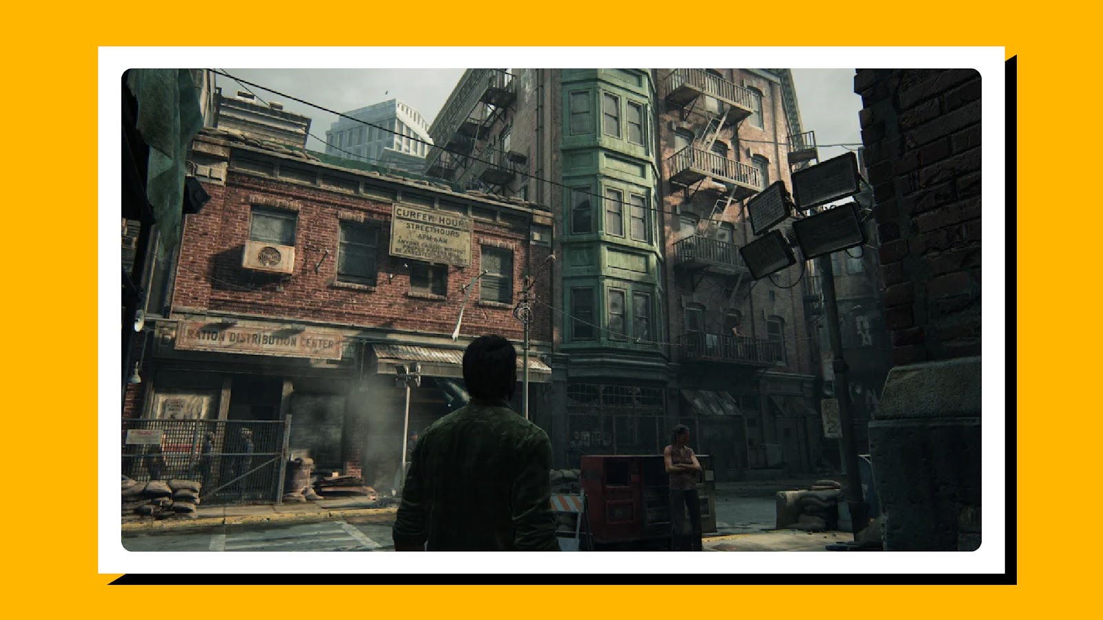 Screenshot of gameplay from The Last of Us Part I in an abandoned city