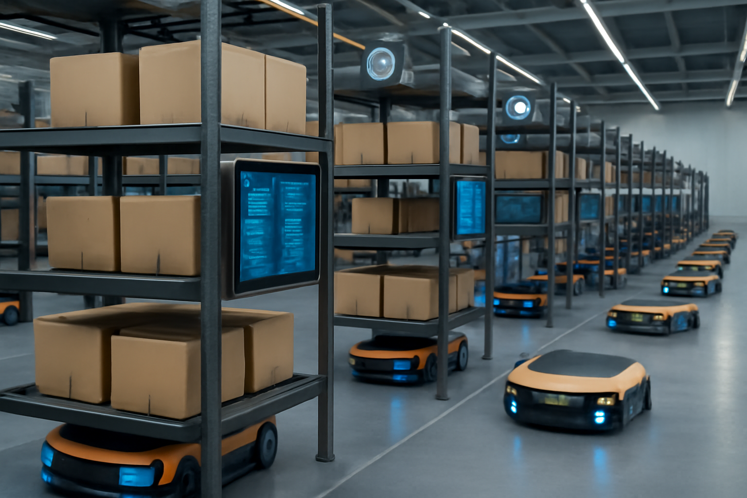 Warehouses with Swarms and IOT Integrated Modular Racks