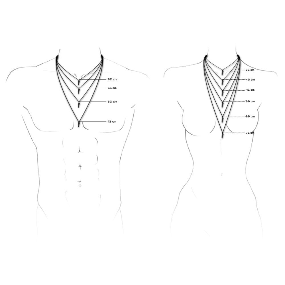 A diagram of necklaces with measurements

Description automatically generated with medium confidence