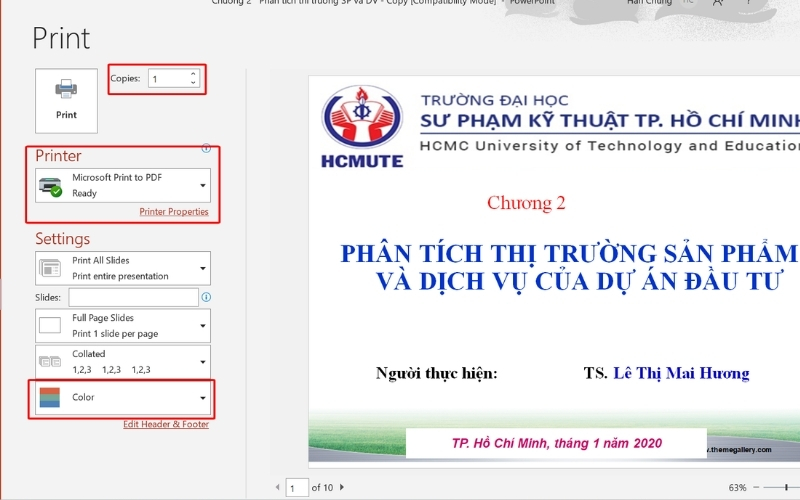 Cách in màu trên máy tính file PowerPoint