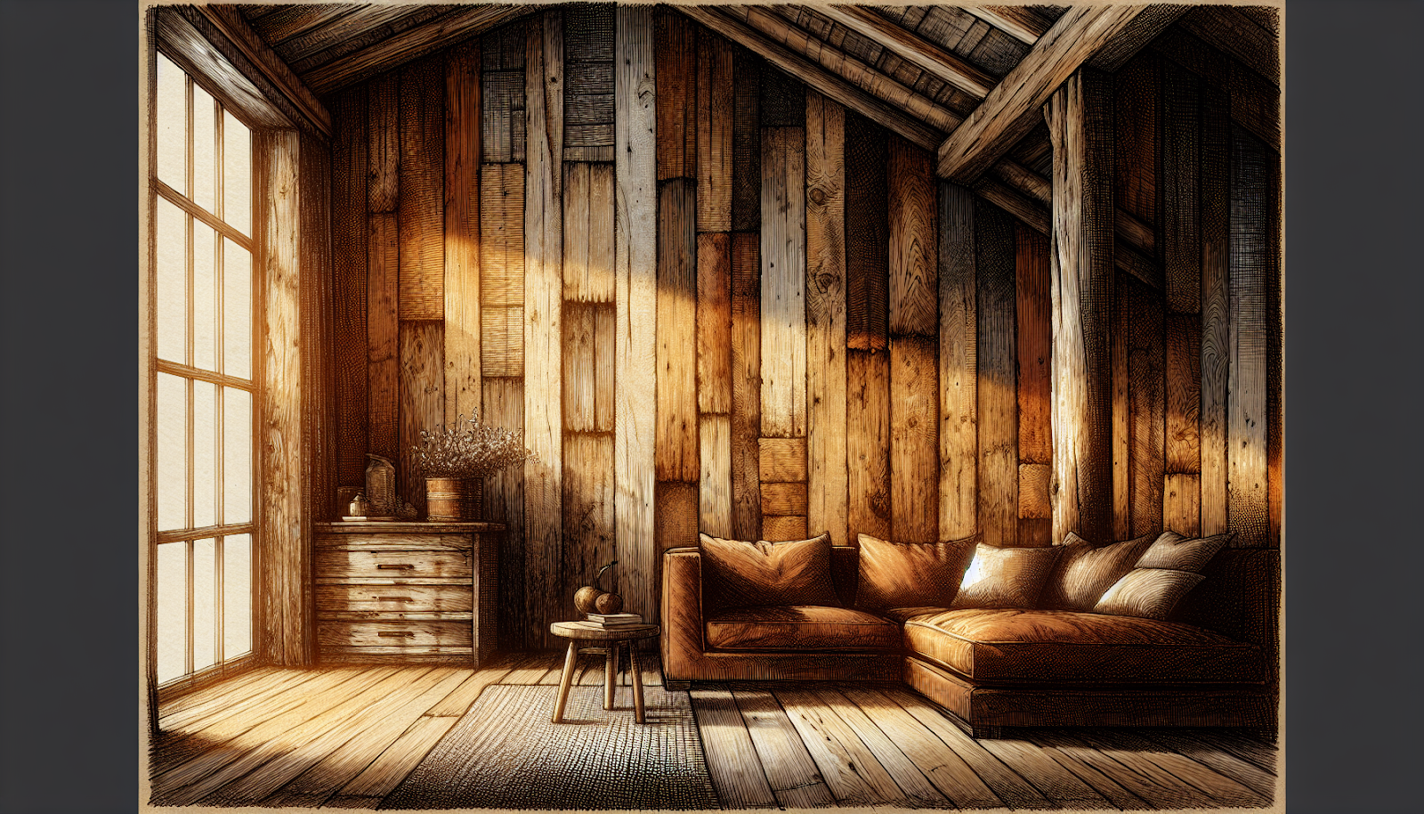 Illustration of reclaimed barn wood's timeless character