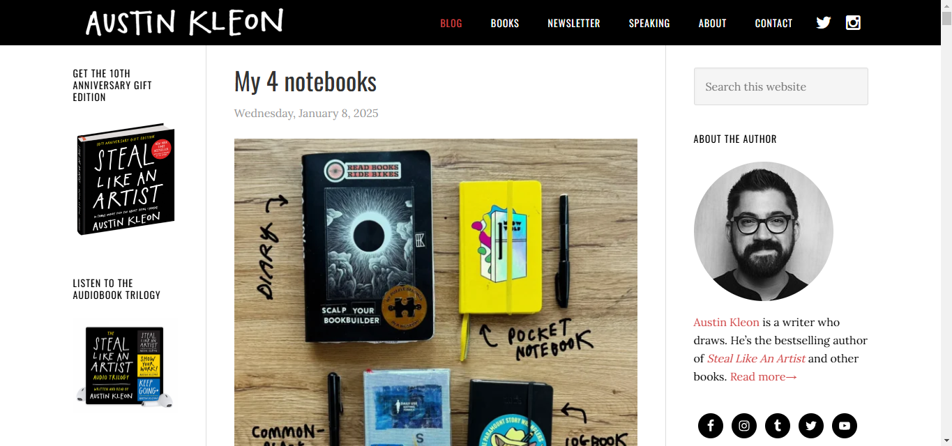 a screenshot of www.austinkleon.com 