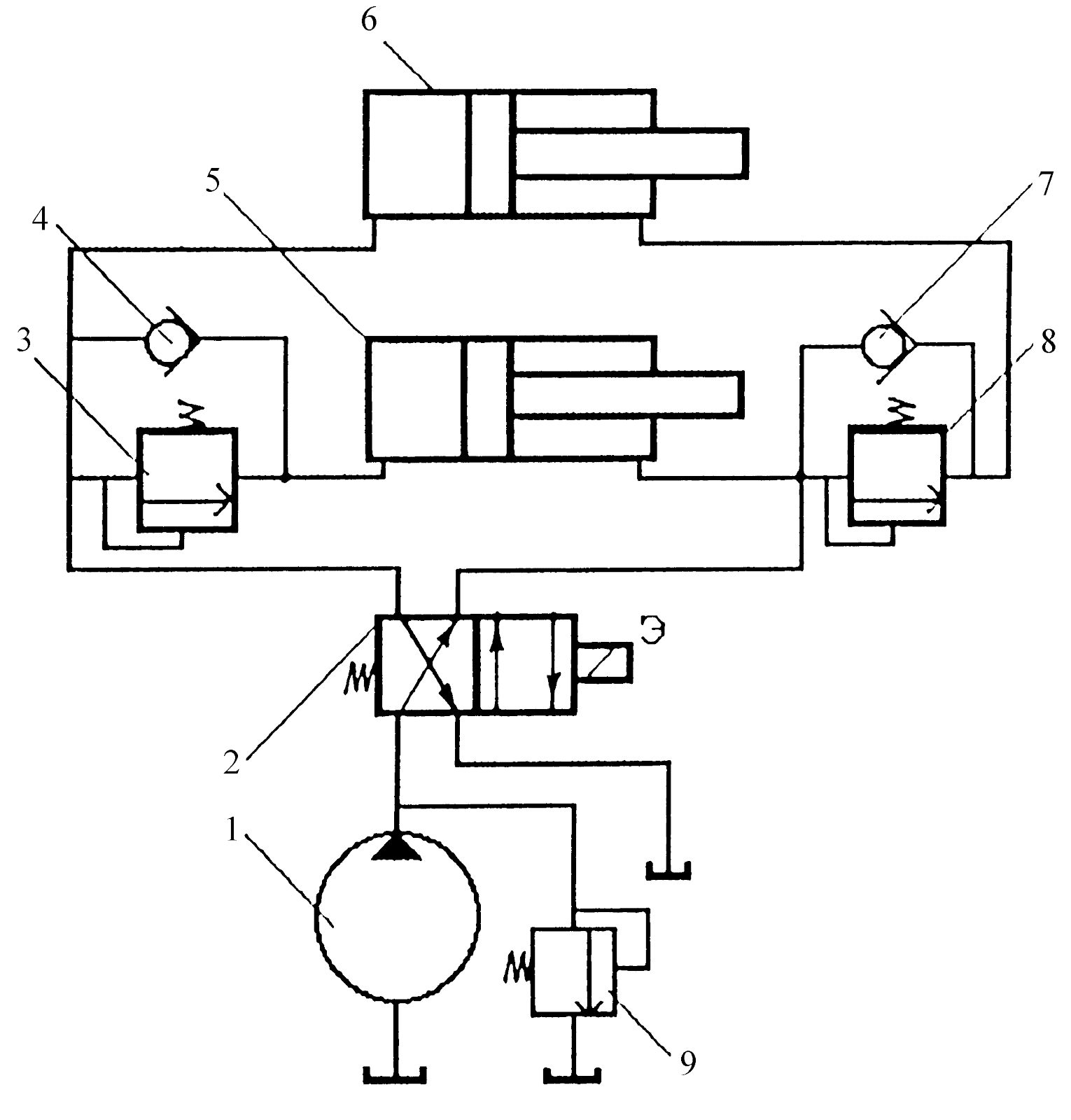 Схема гидропривода последовательного действия