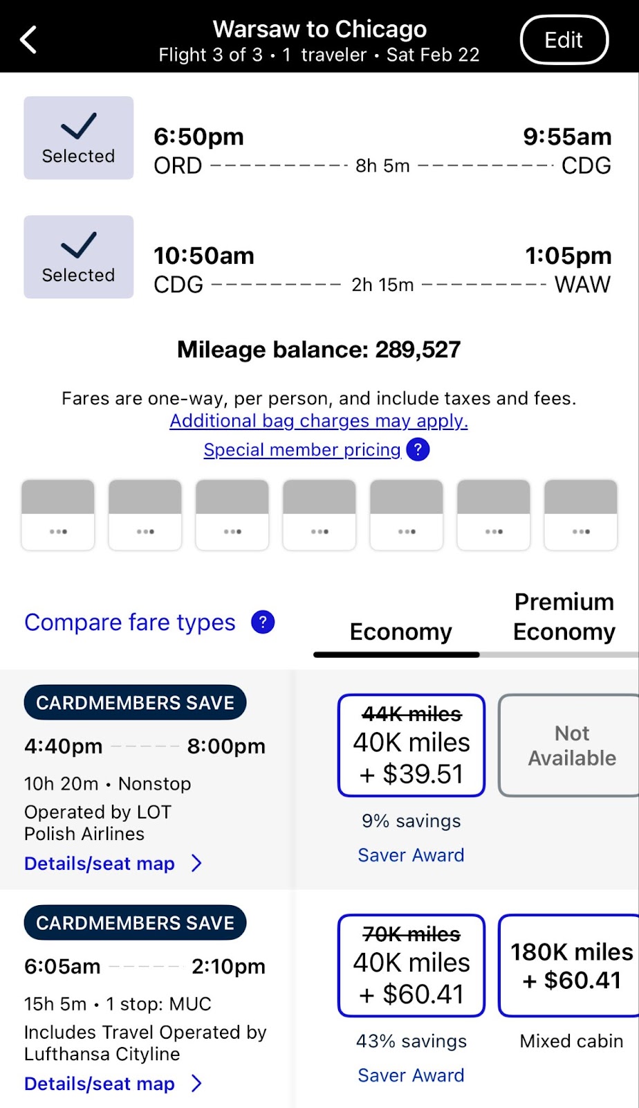 selecting a third flight on United