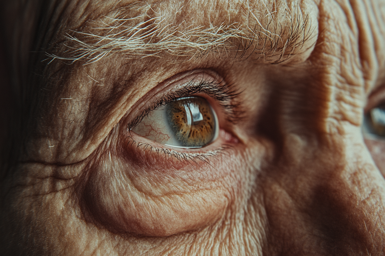 Close-up of a sad older man's teary eyes | Source: Midjourney