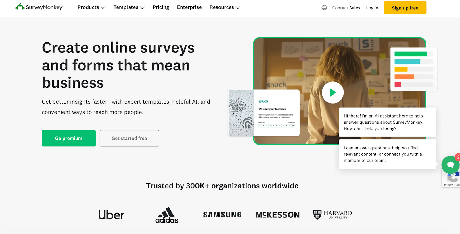 SurveyMonkey landing page