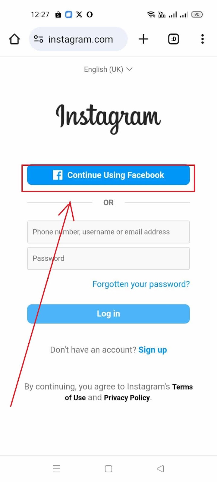 How To Reactivate Your Instagram Account If It Is Disabled - Login through facebook