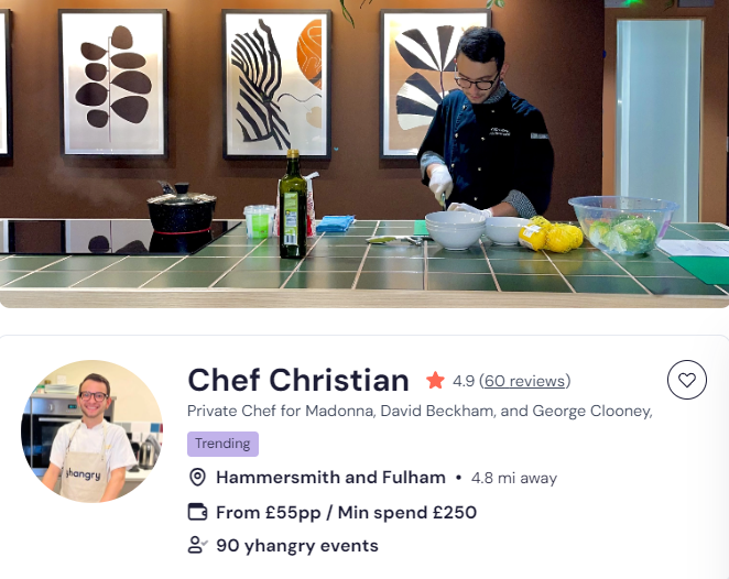 Chef Christian’s hot breakfast catering London