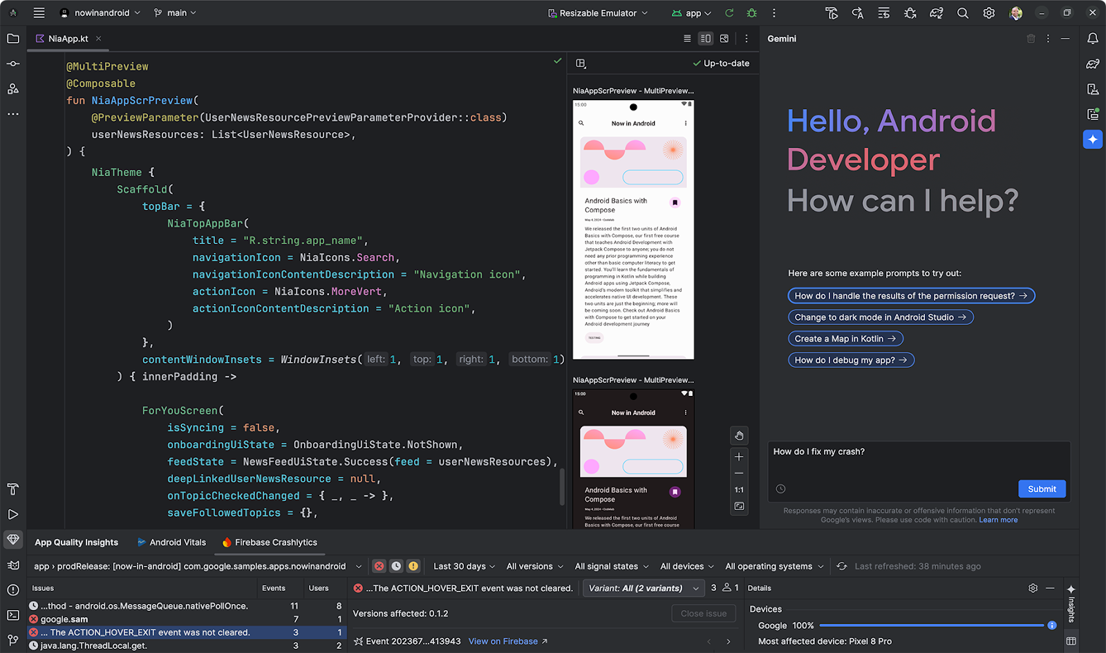 Android Studio: Best for Google Workspace - Google Sheets and Google Docs integration
