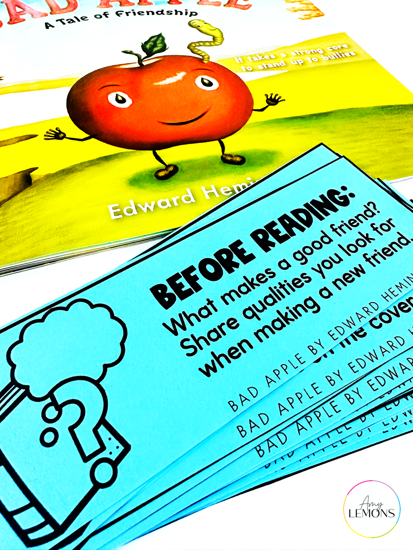 Interactive Read Aloud activity using book questions for the Bad Apple Book