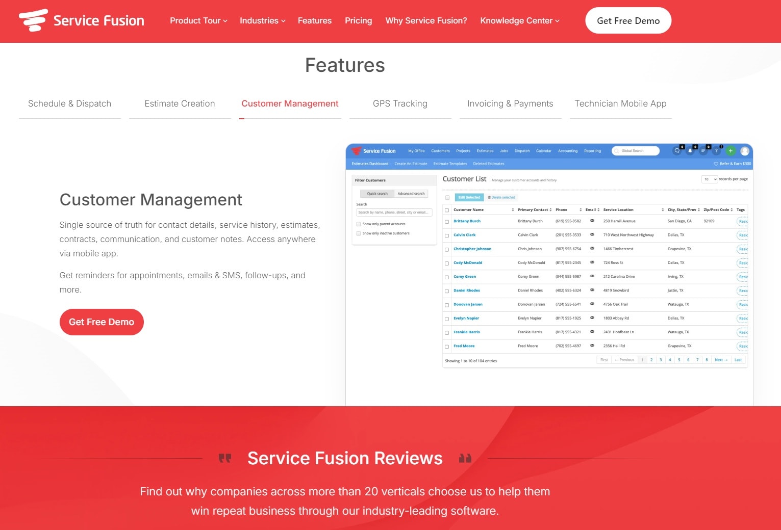 Service Fusion features