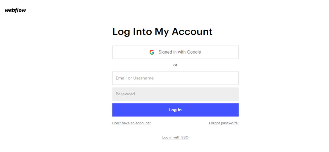 login to webflow website