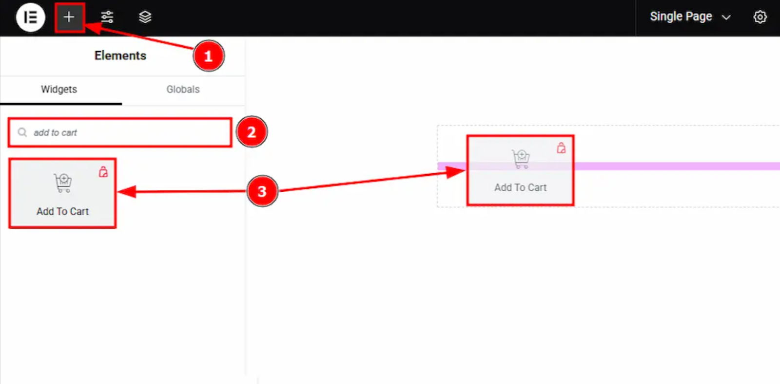 Insert the Add to Cart Widget in Elementor